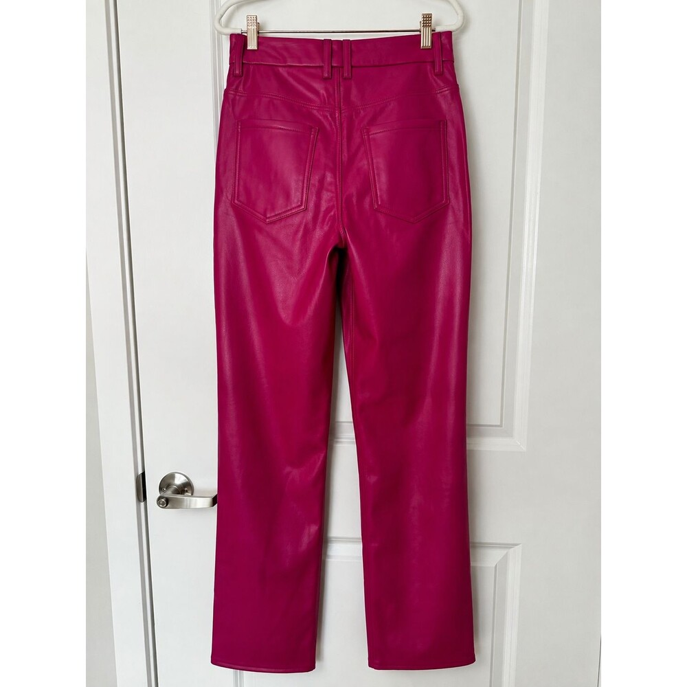 Good American Faux Leather Pants 4/27 Pink Love Potion Straight Leg High Rise - Picture 4 of 8